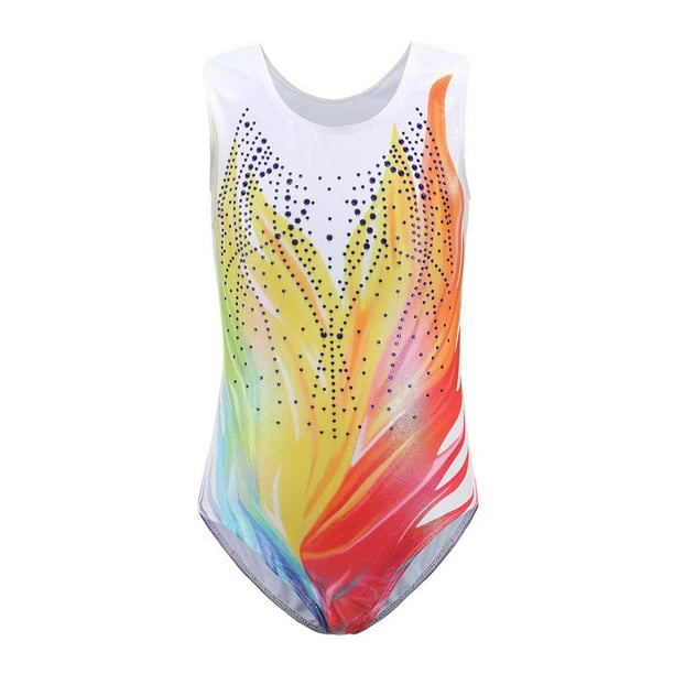 Gymnastics Leotards for Girls Onepiece Sparkle Colorful Rainbow