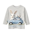 thumbnail image 4 of OIOLOYJM Easter Shirts for Girl Cute Egg Print 3/4 Sleeve Shirts Summer Crew Neck T-Shirt Lightweight Trendy Blouses Light Gray 9-10 Year, 4 of 4