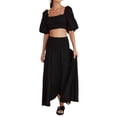 thumbnail image 2 of VISgogo Falda larga ahumada para mujer, falda con abertura de color sólido de cintura alta informal de verano para adultos VISgogo moda, 2 of 8
