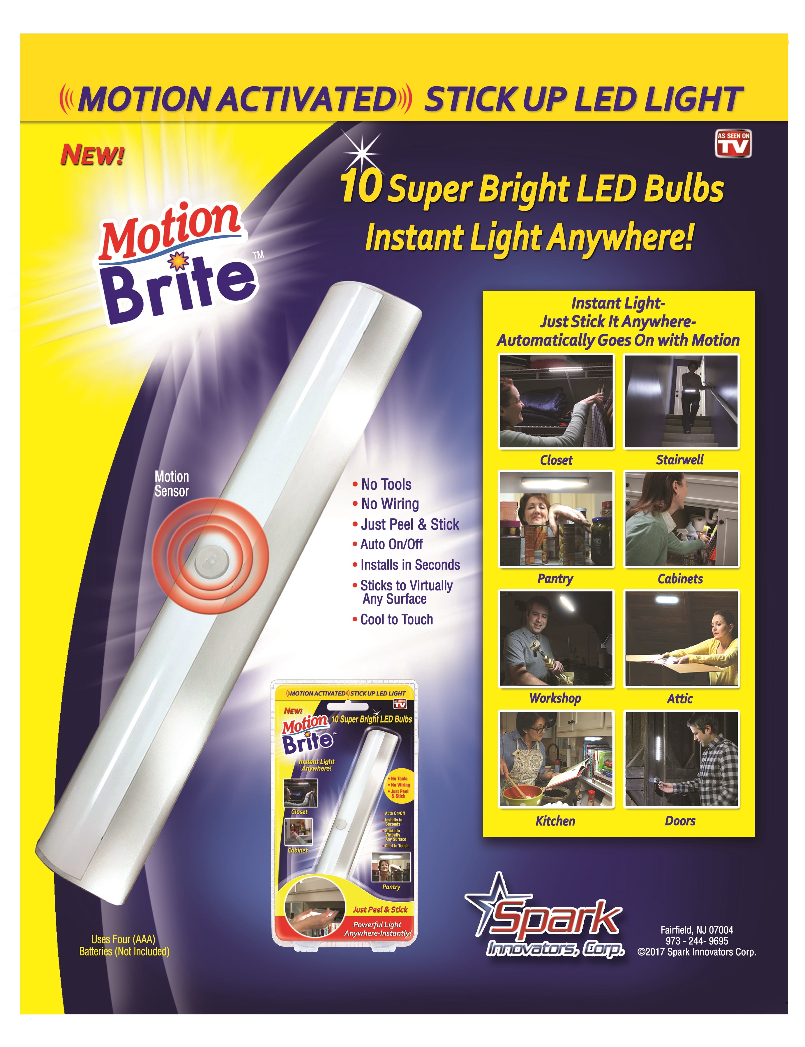 MOTION BRITE, The motion activated strip light you can peel and stick anywhere!