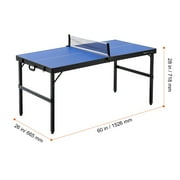VEVOR Ping Pong Table, Mid-Size Table Tennis Game, Indoor MDF Table Tennis Table, Foldable Portable Complete Ping Pong Table Set with Net, 2 Paddles, 3 Balls,Carry Bag,Handle (No Assembly Required)