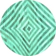 thumbnail image 1 of Ahgly Company Machine Washable Indoor Round Southwestern Turquoise Blue Country Area Rugs, 4' Round, 1 of 4