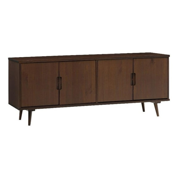 Pemberly Row Contemporary 60" 4-Door Solid Wood TV Stand in Walnut