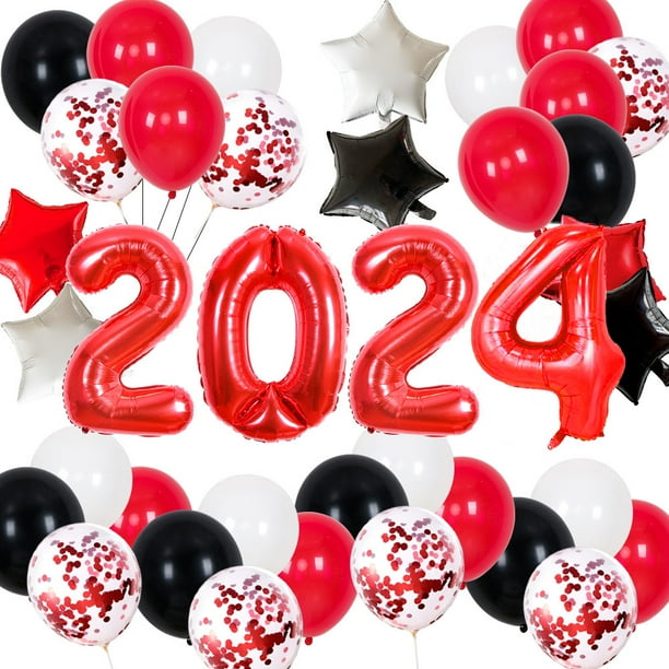 Globos de números rojos Globo de helio de aluminio Mylar Decoración de banquete de fiesta de cumpleaños Digital
