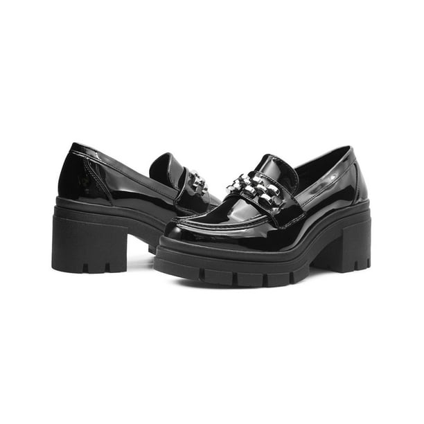 zapato formal zapatos charol tacon ancho Zapato Formal Para Mujer Charol Negro Tacon Ancho 7CM negro 23 Bodega  Aurrera en línea