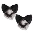 thumbnail image 1 of 2 piezas elástico moño lazo tocado pelo redecilla pasador de red accesorios de clip de malla para dama mujer oficina de baile (negro), 1 of 8