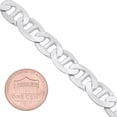 thumbnail image 2 of 9.5mm Large Solid .925 Sterling Silver Flat Mariner Chain Necklace, 36 inches, 2 of 6