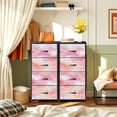thumbnail image 6 of 4 Drawer Vertical Storage Dresser Hand painted watercolor clouds print an allover with Wood Top Fabric Pull Drawers, 6 of 8