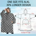 thumbnail image 4 of Oversized Wearable Blanket Hoodie,Black White Triangle Checkered Pattern Sherpa Blanket Hoodie with Super Pockets,Super Warm Fuzzy Pullover for Women & Men, 4 of 6