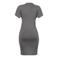 thumbnail image 5 of Lovzfmll Short Sleeve Solid Waist-Cinched Round Neck Bodycon Mini Dress for Women Relaxed Fit Crew Neck Gray, M, 5 of 9