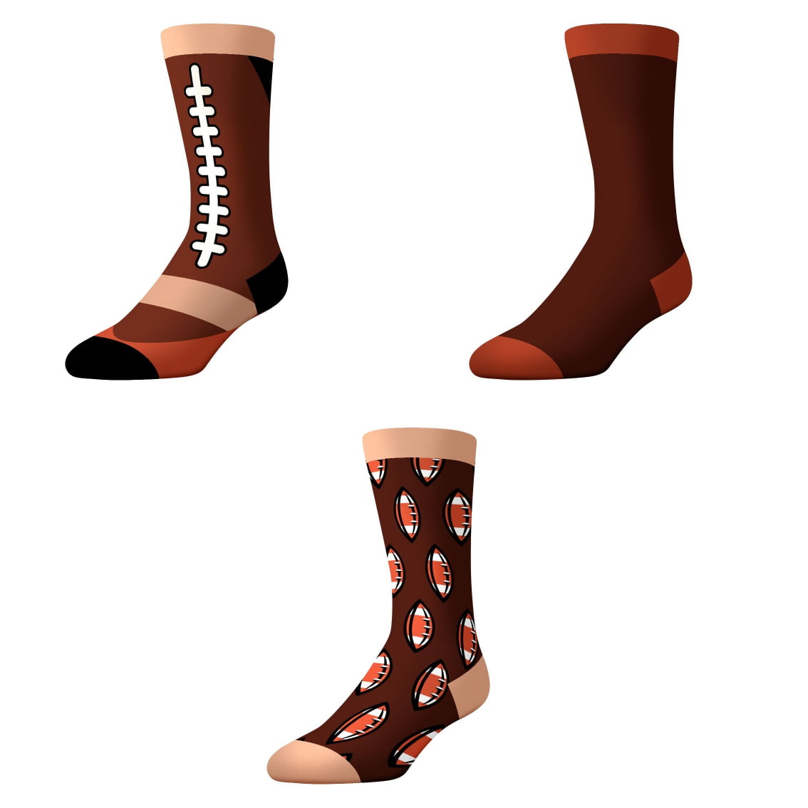 Socks by CRAZYBOXER Premium Football; Crew Socks, 3-Pairs