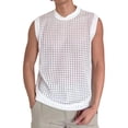 thumbnail image 2 of Kalauyu Sleeveless Hollow Mesh Knit Tank Tops for Men Round Neck Perforated Breathable Casual Summer Beach Tops, 2 of 5
