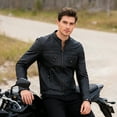 thumbnail image 4 of Dream Apparel Mens Leather Motorcycle Racer Jacket Premium Cowhide Leather Zipper Front Zipout Lining Black, 4 of 9