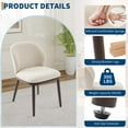 thumbnail image 3 of Modern Dining Chairs Set of 2, Linen Upholstered, Wooden Leg & Ergonomic Back Support, for Kitchen Dining Room Restaurant, Beige, 3 of 8