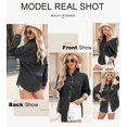 thumbnail image 4 of Blusa elegante de mezclilla para mujer, cuello en V, manga larga, negra, 4 of 5