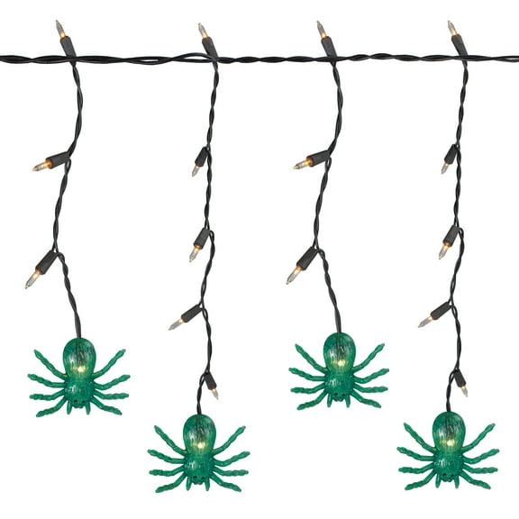 Northlight Spider Halloween Icicle Lights - Green - 3' Black Wire - 35ct