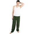 thumbnail image 2 of Leveret Mens Fleece Pants Black & Green Plaid X-Large, 2 of 2
