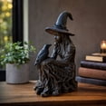 thumbnail image 7 of Halloween Witch and Raven Statue, Dark Academia Tabletop Decor,Weatherproof Gothic Halloween Table Mantel Garden Decor Mystical Holiday Gift, 7 of 7