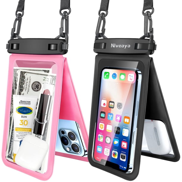 Funda impermeable para teléfono Niveaya Double Space, paquete de 2, IPX8