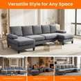 thumbnail image 4 of Puremind 114" W U Shaped Sectional Sofa, 4 Seater Sofa with Double Chaise, Linen Upholstered Sleeper Couch for Living Room/Home/Office, Light Gray, 4 of 6