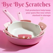 Paris Hilton 10-Piece Clean Ceramic Nonstick Cooking Pots and Pans with Lids Cookware Set with Heart Shaped Lid Knobs, Pink