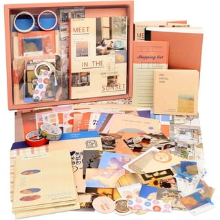 Qtmnekly Aesthetic Scrapbook Kit, Vintage Scrapbooking Supplies Kit for  Junk Journal, A6 Grid Notebook Journaling Supplies