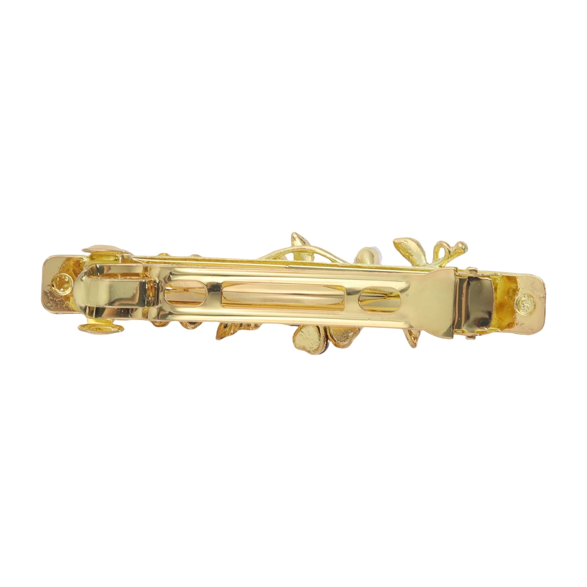 Unique Bargains Faux Crystal Flower Hair Barrettes Fashionable Hairstyles Brown Gold Tone