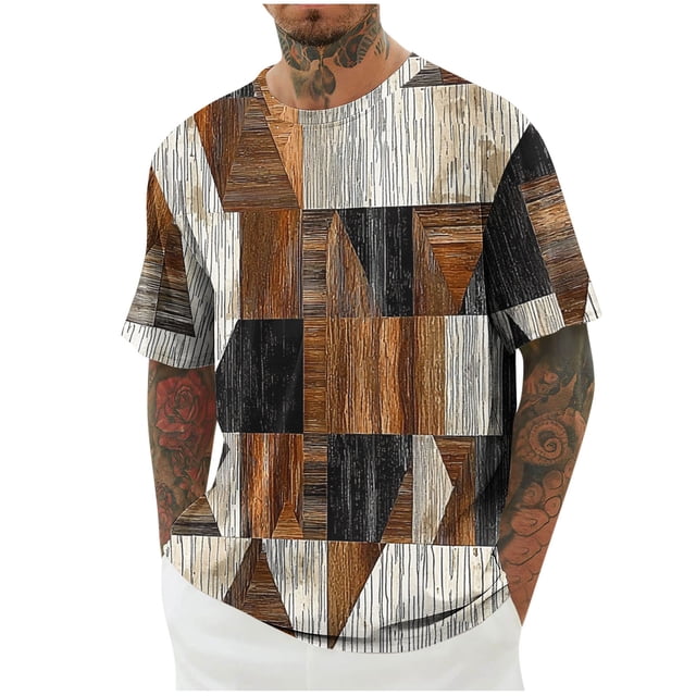 Camisetas de Manga Larga para Hombre de Algodón, Impresión Cuello Redondo Moda Casual Camisetas de Manga Corta para Diario Y Casual