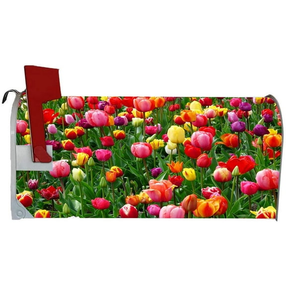 VWAQ Spring Tulip Magnetic Mailbox Cover - Summer Flowers Decorative Magnet - MBM23