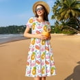 thumbnail image 4 of Haiem Flamingo And Pineapple Pattern Women's Short-Sleeve Scoop Neck Swing Dress, 4 of 6