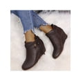thumbnail image 4 of Frontwalk Womne's Wedge Booties Winter Warm Ankle Boots Zipper Walking Non Slip Ladies Pointed Toe Coffee 5, 4 of 4