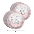 thumbnail image 2 of Snow in Love Pink Snowflake Party Supplies - Bridal Shower Party Supplies 64 Piece Tableware Set Includes Large 9" Paper Plates Dessert Plates, Cups and Napkins Kit for 16, 2 of 9