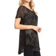 thumbnail image 3 of Sakkas Parisa Casual Summer Short Sleeve Top Blouse with Corset and Embroidery - Black - One Size, 3 of 5