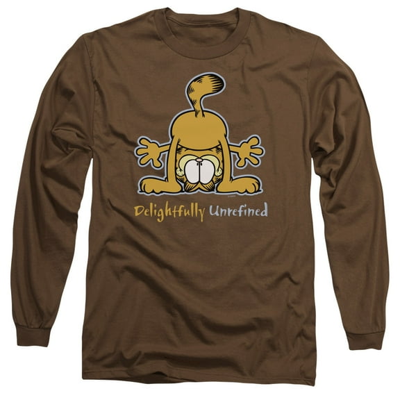 Garfield Delightfully Unrefined Long Sleeve Adult 18/1 T-Shirt Coffee