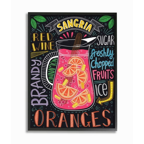 Stupell Industries Summer Sangria Pitcher Chalk Style Ingredient List Designed by Lisa Barlow