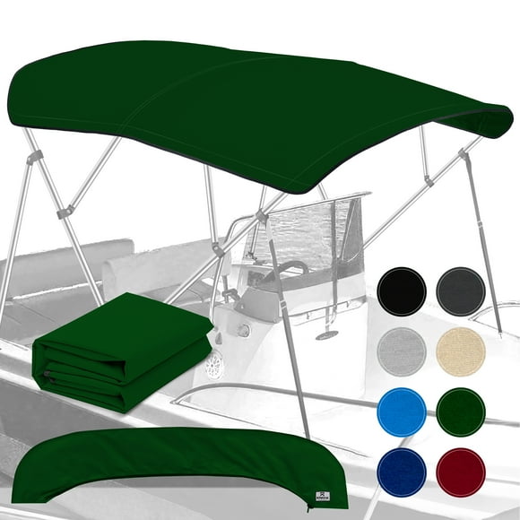 KNOX Universal 4 Bow Bimini Top Replacement Canvas, Bimini Top Canvas Only with Zip-On Storage Boot, 900D Marine Grade, Waterproof, Fadeproof Sun Shade Boat Canopy, No Frame, 91-96"W, Hunter Green