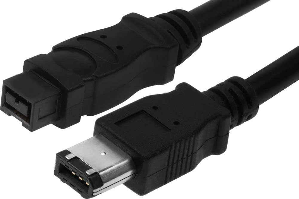 15ft 9 pin Male to 6 pin Male Black Firewire 800/400 Cable for IEEE 1394 devices 