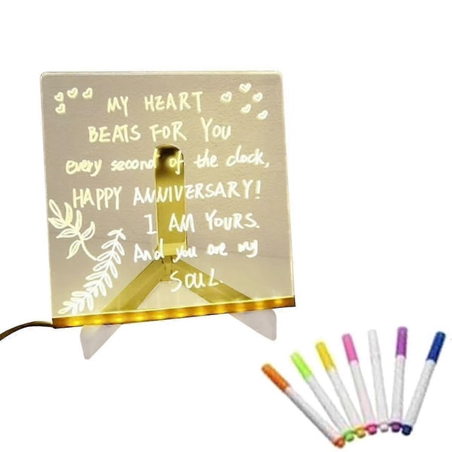 Led Note Board With Colors, Acrylic Dry Erase Board With Light, Glowing Acrylic Message Marker Boar 15x15cm