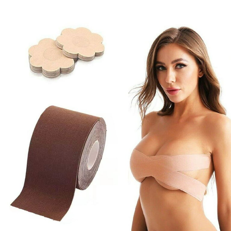 Hot Selling Breast Lift Tape Push Up Sticky Bra Women Nipple Cover Instant  Breast Lift Boob Tape Body Invisible Bra COFFEE 2.5CM&5M