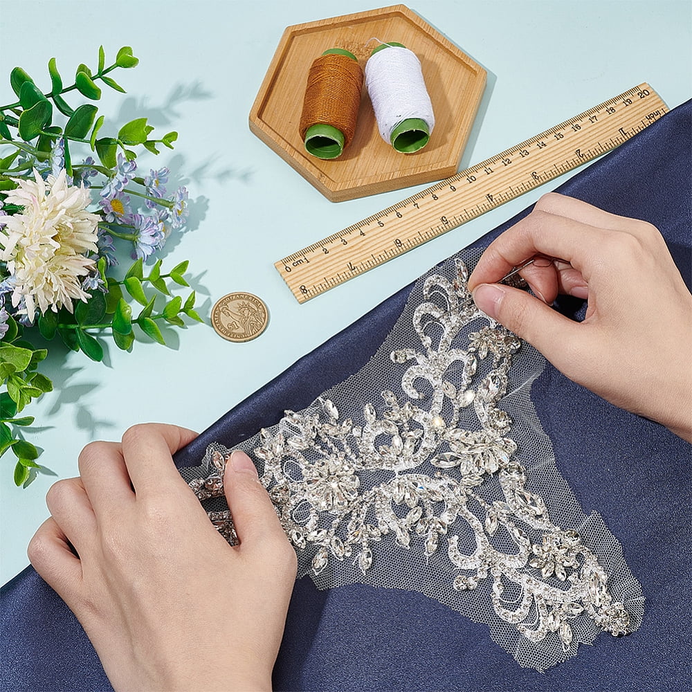 1 Pc Rhinestone Wedding Patches Sew on Patches Lace Felt Appliques Patch Flower Decorative Clothes Patches Craft Accessories for Clothing Jeans