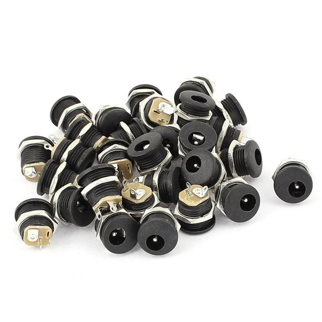 30 Pcs Redondo Panel Montaje 3 Terminales Soldadura 2.1mm x 5.5mm Cargador Potencia Jack Femenino Conector DC