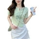 thumbnail image 1 of Camisa de manga corta Blusa Escote en V Dobladillo asimétrico Blusa ajustada de manga corta para verano Lady Girl, 1 of 8