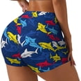thumbnail image 2 of Vsdgher Cartoon Shark print Workout Shorts for Women Seamless Soft Smooth Gym Yoga Scrunch Active Exercise Fitness Shorts, 2 of 8