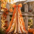 thumbnail image 5 of Roiihwy Large Holiday Wreath Bow For Front Door Indoor Outdoor Wall Festival Decor, 27.5x8in, Orange, 5 of 7