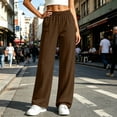 thumbnail image 5 of Women's Soft Fabric Slim Fit Sports Pants, Mid Elastic Waist, Drawstring Fitted, Pocket, Casual Lounge, Athletic Gym Fitness, Workout Leggings | UKHCCC,Brown L, 5 of 7