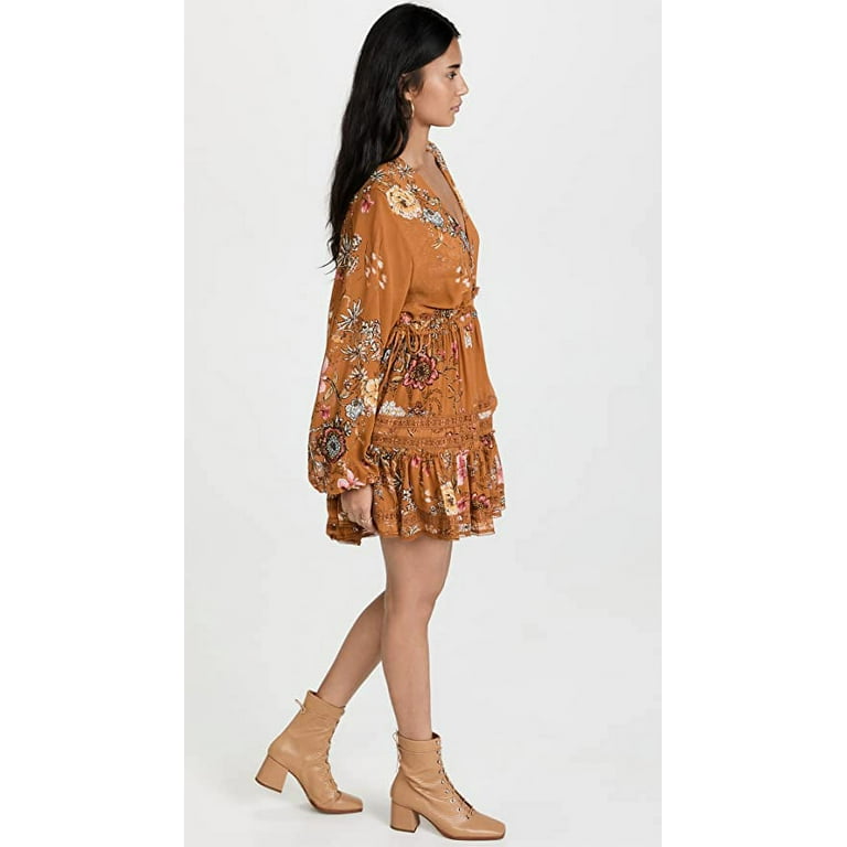 Free People Women s Cherry Blossom Mini Dress Topaz Combo Orange Floral L