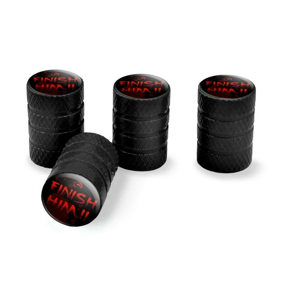Mortal Kombat Klassic Finish Him Tire Rim Wheel Aluminum Valve Stem Caps