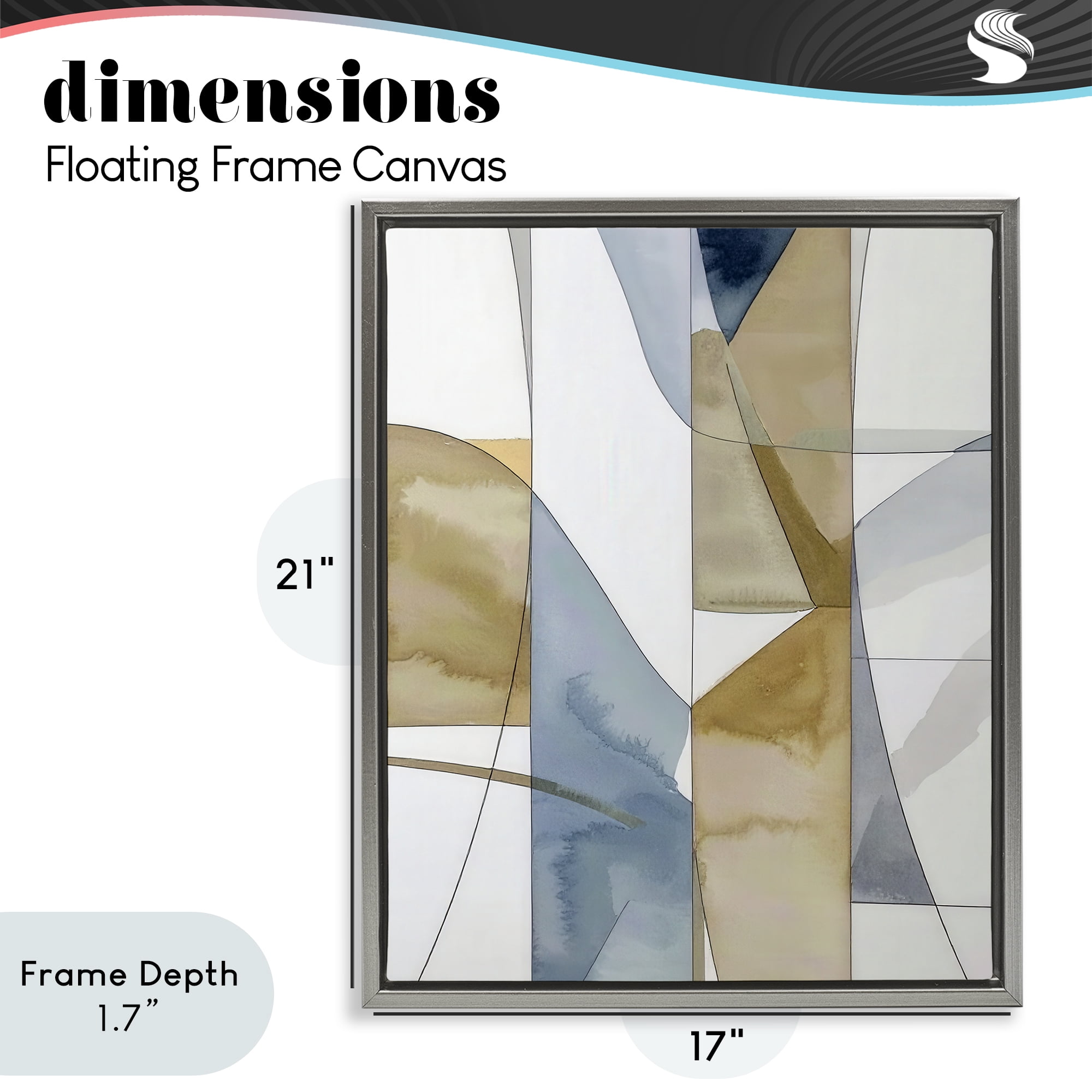 Stupell Industries Geographic Abstract Sections Gray Framed Floater Canvas Wall Art, design by Alonza Saunders