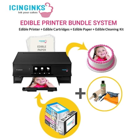 Icinginks Canon Pixma Edible Printer Bundle with Edible Ink Cartridges, Edible Paper & Cleaning Kit