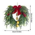 thumbnail image 2 of Tanglewen 20 inch Norfolk Pine Wreath with Bow,Christmas Wreaths for Front Door,Artificial Real Touch Wreath for Door Wall Windows Mantle Outdoor Christmas Decoration(A), 2 of 3